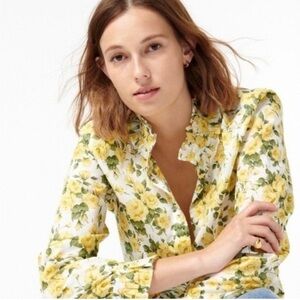 J. Crew Yellow Classic-fit Ruffleneck Shirt in Liberty Fabric Carline Rose